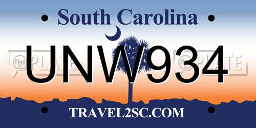 UNW934 South Carolina License Plate
