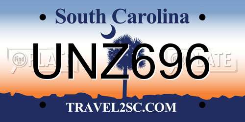 UNZ696 South Carolina License Plate