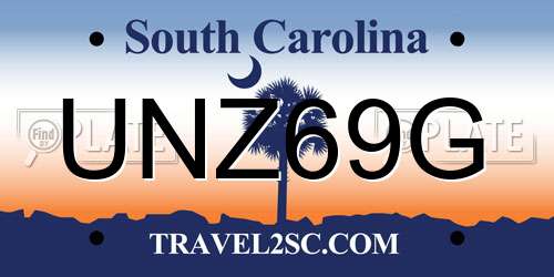 UNZ69G South Carolina License Plate