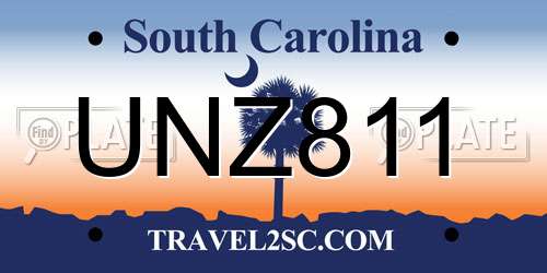 UNZ811 South Carolina License Plate