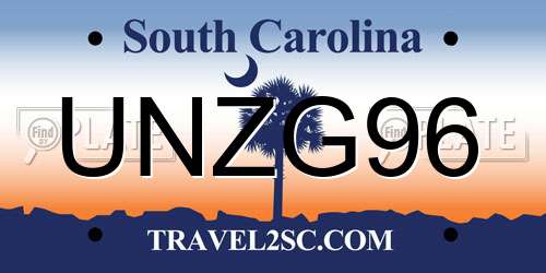 UNZG96 South Carolina License Plate