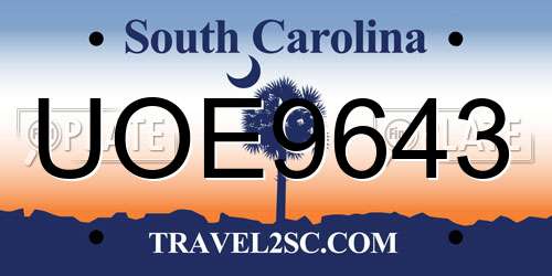UOE9643 South Carolina License Plate