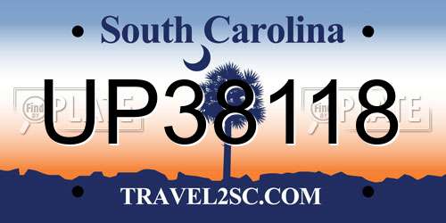UP38118 South Carolina License Plate