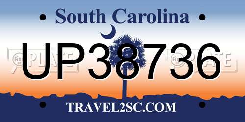 UP38736 South Carolina License Plate