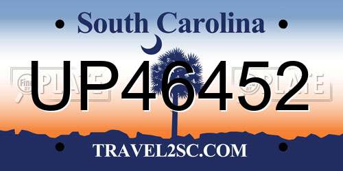 UP46452 South Carolina License Plate
