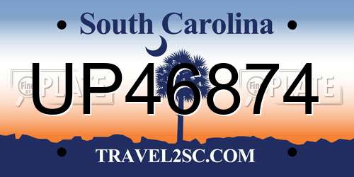 UP46874 South Carolina License Plate