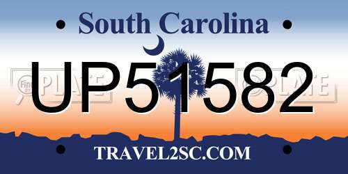 UP51582 South Carolina License Plate