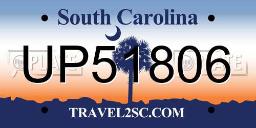 UP51806 South Carolina License Plate