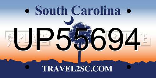 UP55694 South Carolina License Plate