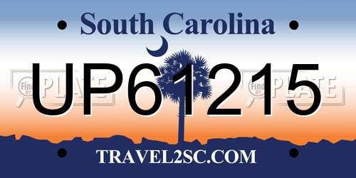 UP61215 South Carolina License Plate