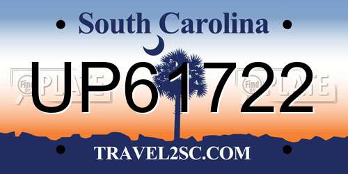 UP61722 South Carolina License Plate