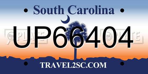 UP66404 South Carolina License Plate