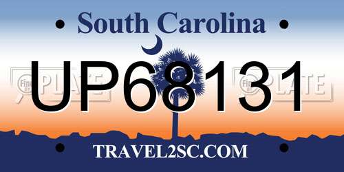 UP68131 South Carolina License Plate