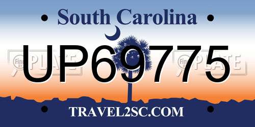 UP69775 South Carolina License Plate