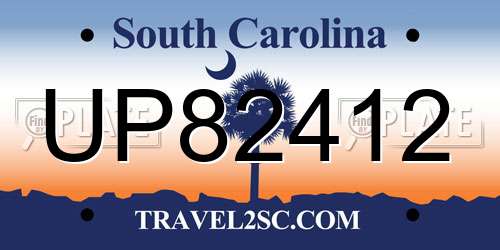 UP82412 South Carolina License Plate