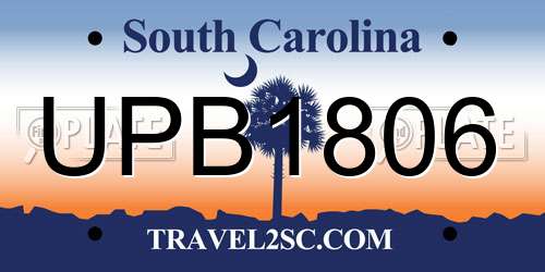 UPB1806 South Carolina License Plate