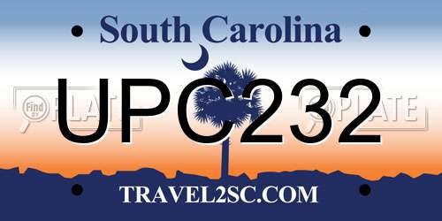 UPC232 South Carolina License Plate