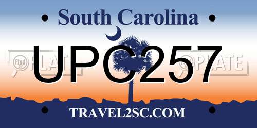 UPC257 South Carolina License Plate