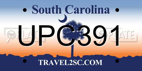 UPC391 South Carolina License Plate