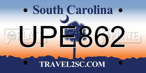 UPE862 South Carolina License Plate