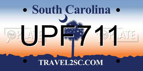UPF711 South Carolina License Plate