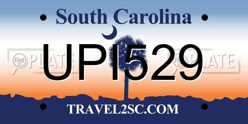 UPI529 South Carolina License Plate