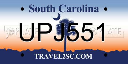 UPJ551 South Carolina License Plate