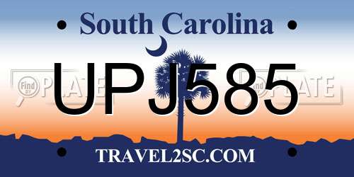 UPJ585 South Carolina License Plate