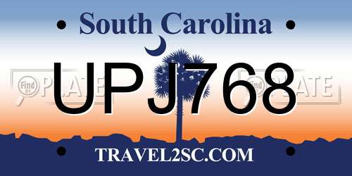 UPJ768 South Carolina License Plate