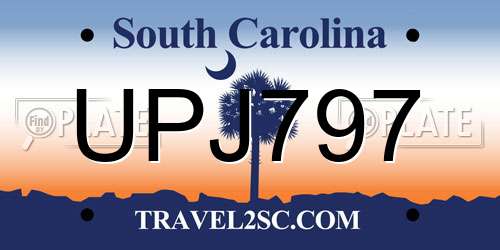 UPJ797 South Carolina License Plate