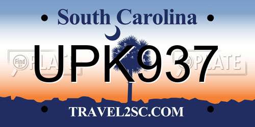 UPK937 South Carolina License Plate