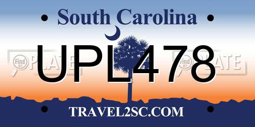 UPL478 South Carolina License Plate