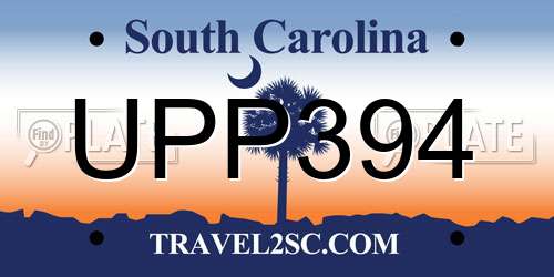 UPP394 South Carolina License Plate