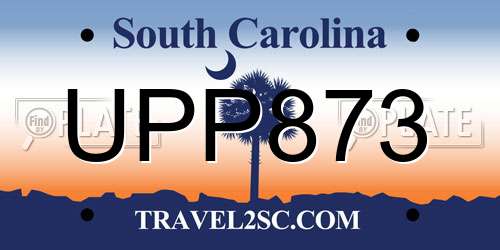 UPP873 South Carolina License Plate