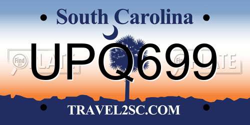 UPQ699 South Carolina License Plate