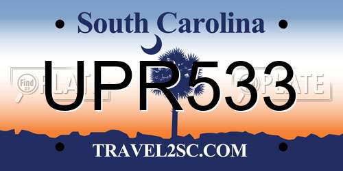 UPR533 South Carolina License Plate