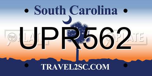 UPR562 South Carolina License Plate