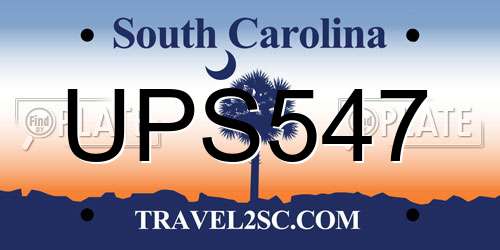 UPS547 South Carolina License Plate