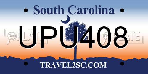 UPU408 South Carolina License Plate