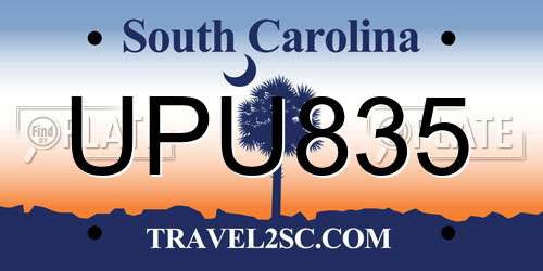 UPU835 South Carolina License Plate