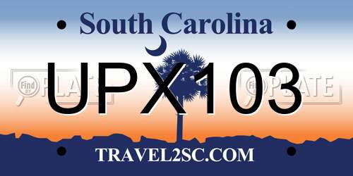 UPX103 South Carolina License Plate