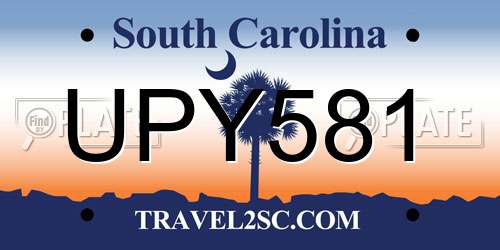 UPY581 South Carolina License Plate