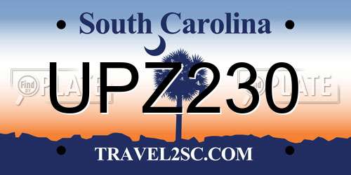UPZ230 South Carolina License Plate