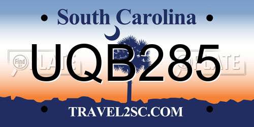 UQB285 South Carolina License Plate