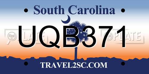 UQB371 South Carolina License Plate
