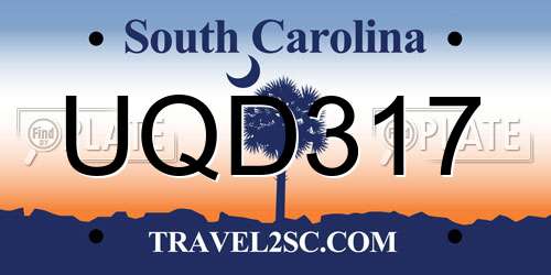 UQD317 South Carolina License Plate