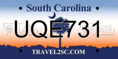 UQE731 South Carolina License Plate