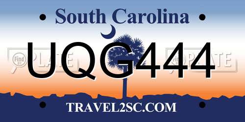 UQG444 South Carolina License Plate
