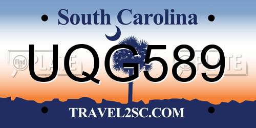 UQG589 South Carolina License Plate