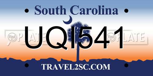 UQI541 South Carolina License Plate